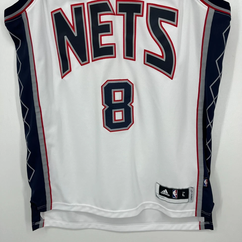 Camiseta deportiva de baloncesto Adidas New Jersey Nets para hombre talla L blanca #8 Deron Williams Foto 3 de 4
