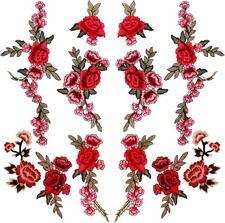 BronaGrand 12 Pieces 6 Pairs Iron On Flower Patches Clothing 2025, Red1