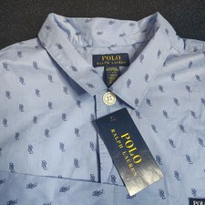 Polo Ralph Lauren Blue Button Up Pajama Sleepwear Shirt Men's Size Large NEW