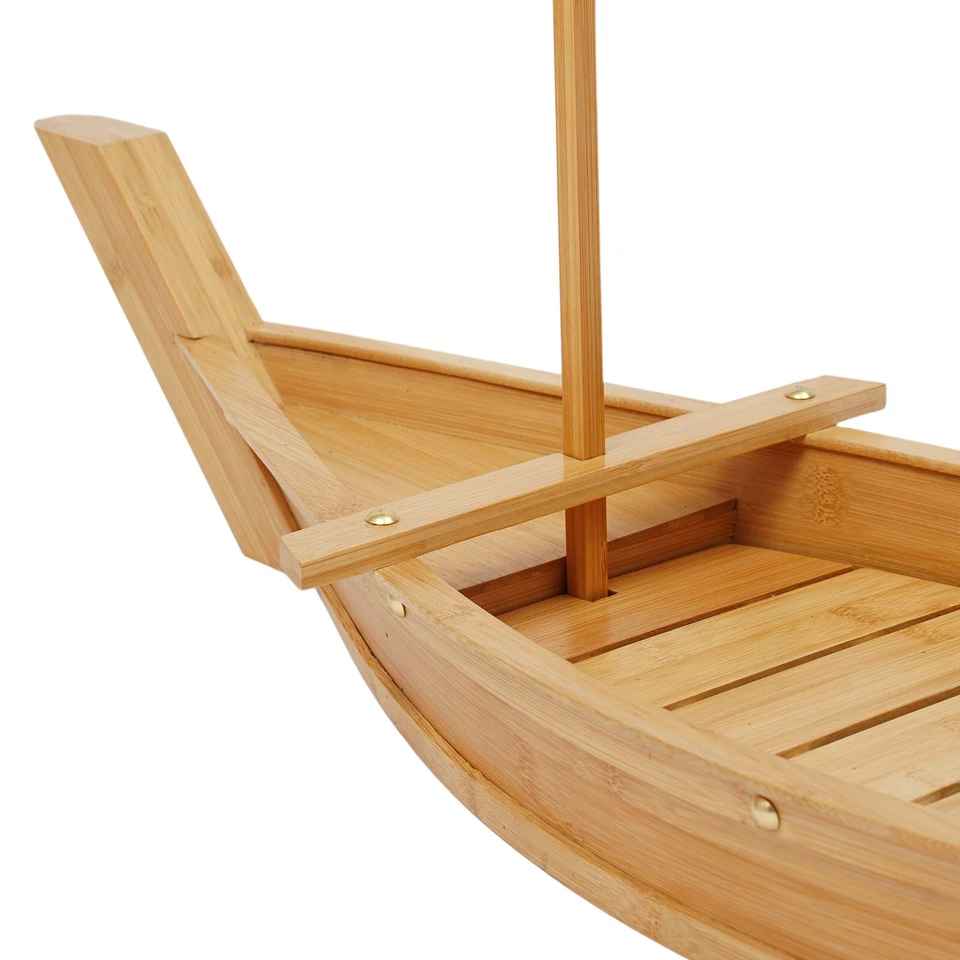 Serving Sushi Boat Tray Platter 31.5" Wooden Bamboo Nautical Decor Food Display - Image 4 of 4