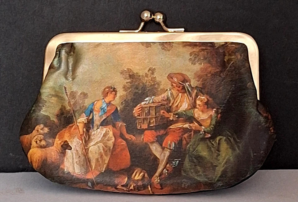 Monedero vintage victoriano Kiss Lock 2 cambio monedas 4,5” x3” y 2,75” x 3” ITALIA Foto 3 de 4