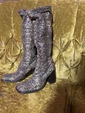 Vintage Prialpas Gomma Made In Italy Club Kid Snake Print Boots EU 36