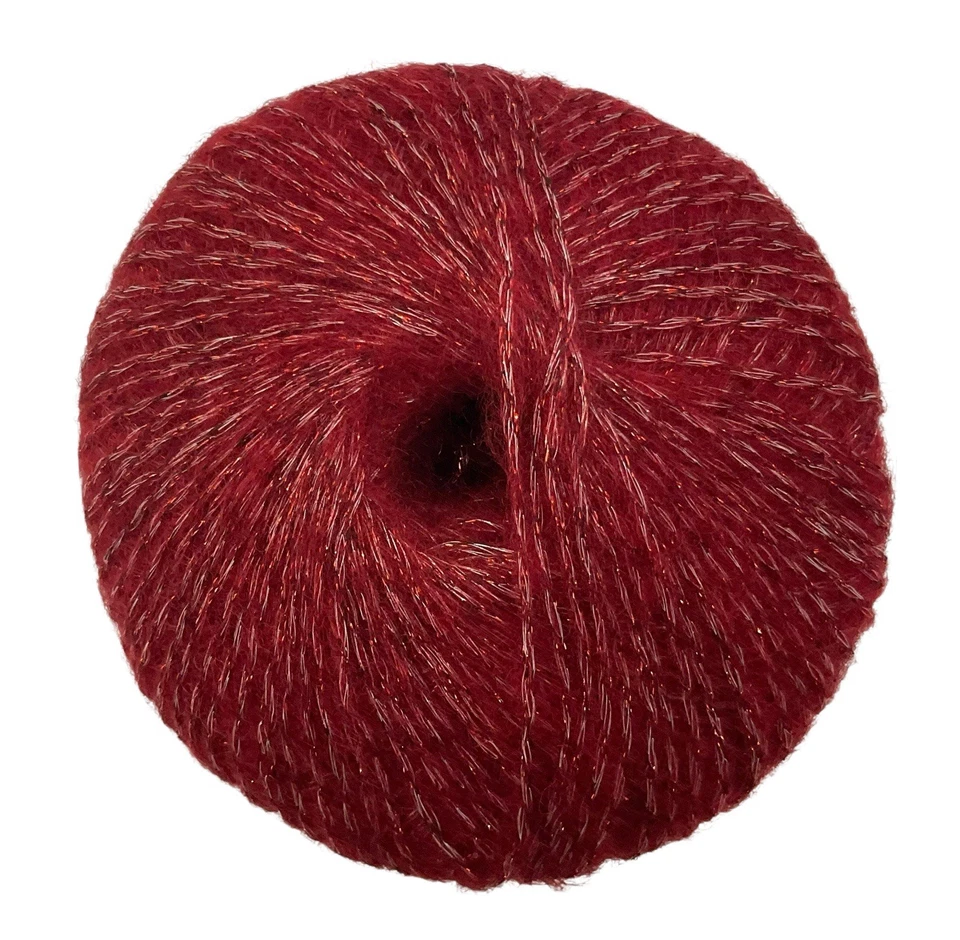 6 bolas de hilo de mohair y lana rojas y blancas brillantes 50 g cada una Foto 2 de 2