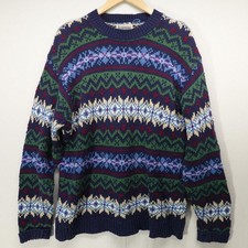 Vintage A ropostale Sweater Mens Large Blue Fair Isle Chunky Knit 90s Ski