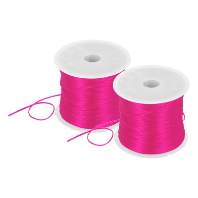 2 Rolls Elastic String for Bracelets, 1mm Stretch Bead Cord Rose Red, 100m