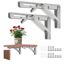 Collapsible Triangle Shelf Bracket Stainless Steel Folding Hinge 12 Inch 2 PCS