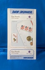 Day Runner 3 3/4 x 6 3/4 Zip Pouch, 2 per pk fits 6 ring Clear #043-105 - New