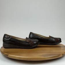 Womens Dansko Pam Brown Leather Tweed Button Comfort Wedges Shoes Size EU 36 GUC