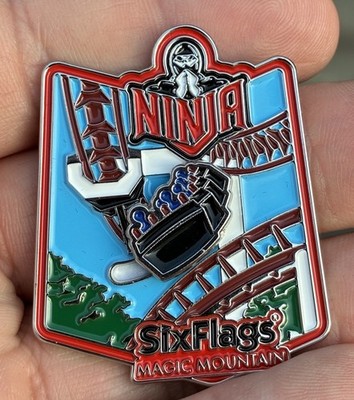 Six Flags Magic Mountain Moving Coaster Ninja Enamel Magnet New