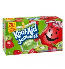    New Kool-Aid Jammers Strawberry Kiwi Less Sugar Drink 10-Pouches 60 FL OZ