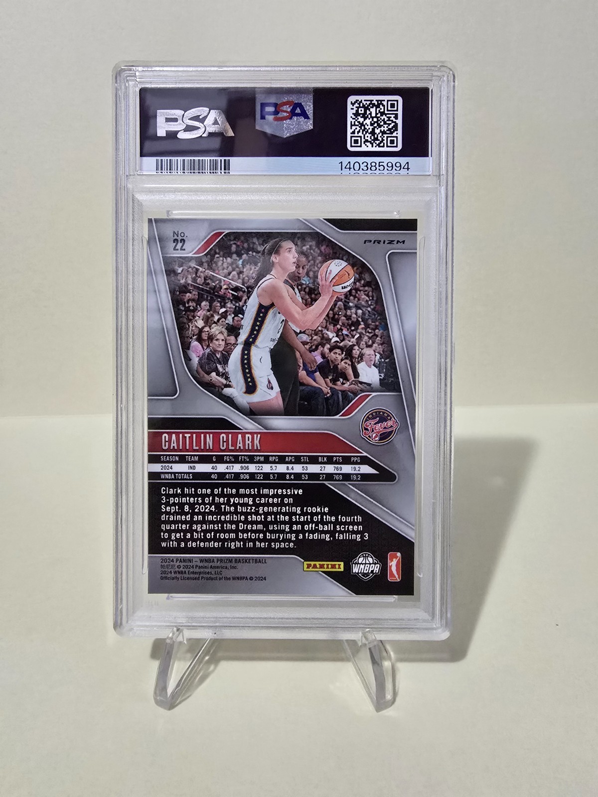 2024 Panini Prizm CAITLIN CLARK *ROOKIE SILVER ICE PRIZM* #22 graded PSA 9 view 2