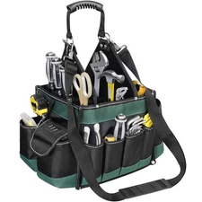 Open Top Tool Bag 15 Inch, Electrician Tool Bag with 22 Pockets, 25L Tool Bag...
