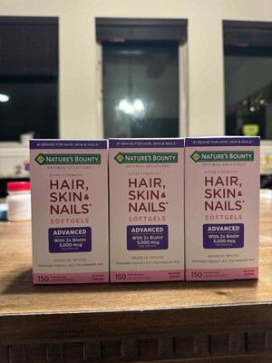 Nature's Bounty Optimal Solutions Hair Skin Nails Extra Strength Biotin 3 PACK