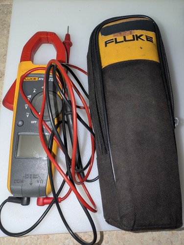 Fluke 373 True RMS Clamp Meter With Leads And Case Tested See Pictures 