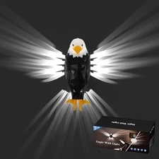 Bald Eagle Wall Light,with Remote Control,Magnetic Wall Mounted Lamp with Tim...