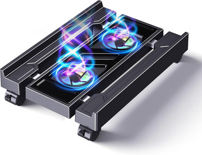 Adjustable Computer Tower Stand with Cooler Fan and Light, PC Stand for Floor, M