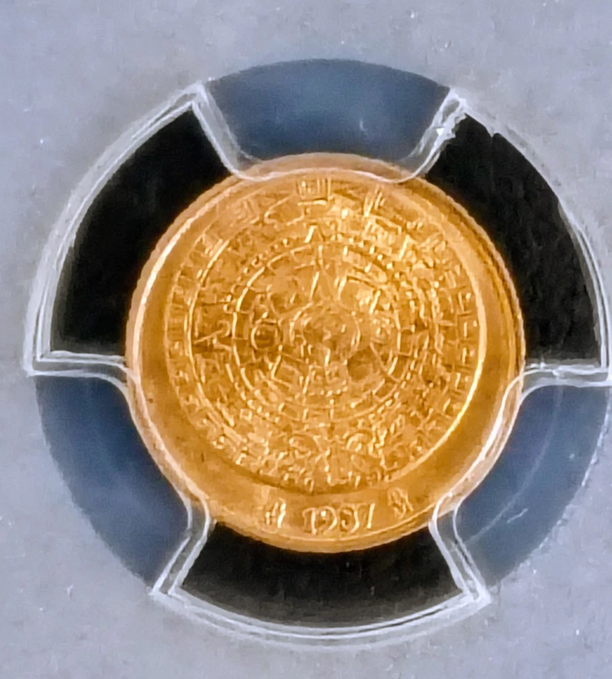 1987 1/20th Gold Onza Libertad Gem BU RARE COIN MEXICO PCGS MS68 Azteca TOP POP - Image 4 of 4