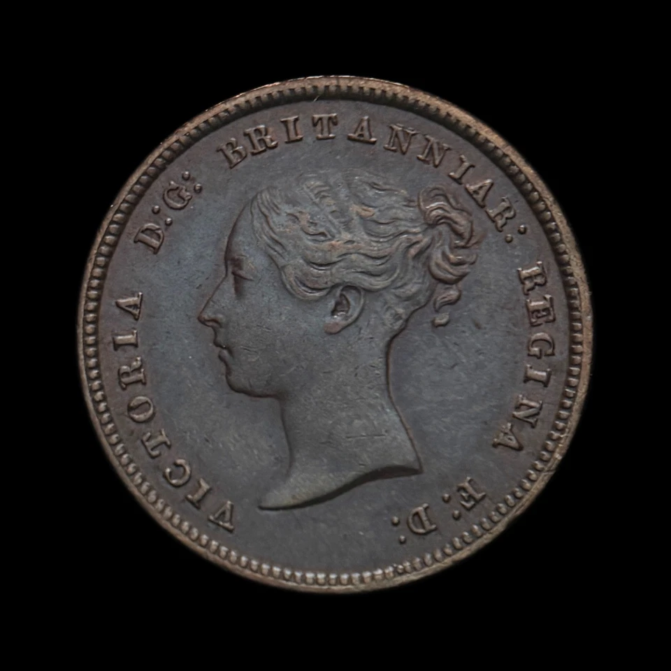 GREAT BRITAIN. 1844, 1/2 Farthing - Queen Victoria, Staggered Legend, 🌈  Toned - Image 2 of 3