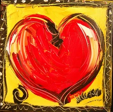 RED HEART IMPRESSIONIST IMPASTO  LARGE ORIGINAL   PAINTING  BY7VYO87