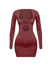 TRESSER Women’s Fashion Boutique Burgundy Long Sleeve Sexy Club/Party Mini Dress