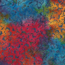 Benartex Batik Bali Fantasy Garden "Buds" Rainbow 9191 99 by half-yard