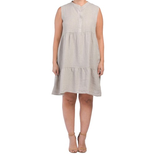 linen dress open back ROVE Linen-Cotton Midi Dress - Back Ties main image 1