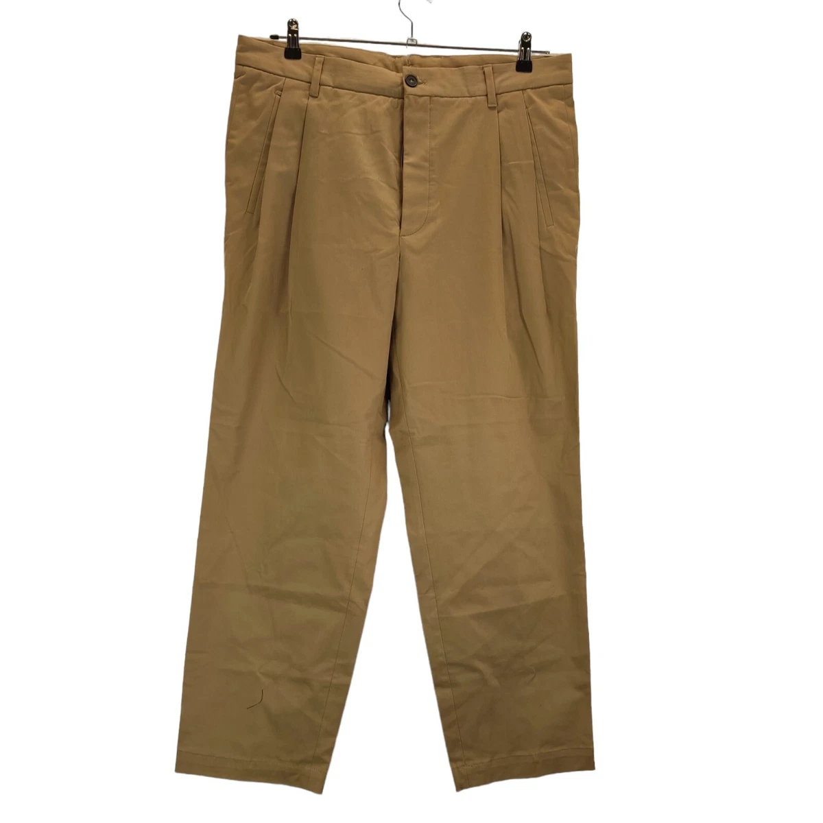 zara studio mens trousers camel button closure pockets straight