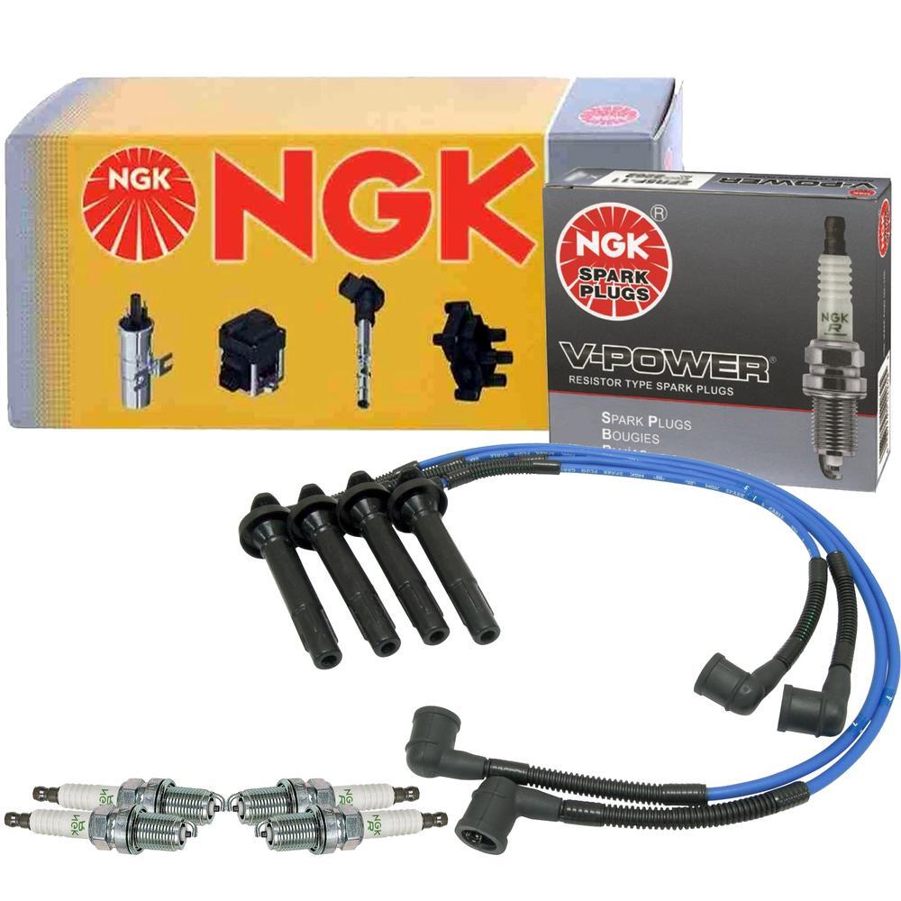 NGK Spark Plug Wire Set  4 V-Power Spark Plugs Kit For Saab Subaru 2.5l H4
