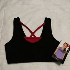 Avia Girls Studio Active Sports Bra Small 6-6X Black Soot Spandex NEW B281