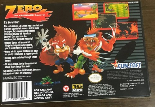 RARE ITEM:Zero the Kamikaze Squirrel (Super Nintendo Entertainment System, 1994) - Picture 6 of 7
