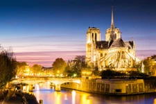 Notre Dame Cathedral at Dusk Paris France Photo Art Print Poster 18x12