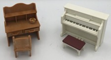 Sylvanian Families Calico Critters Dollhouse Piano  Bench, Office Desk