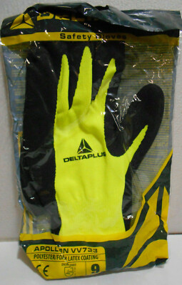 2 New Pair APOLLON VV733 Size 9 Small Knitted Polyester Latex Foam Safety Gloves
