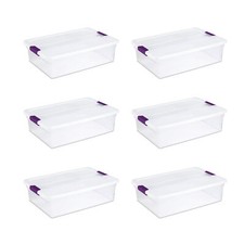 Sterilite Clear Plastic Latching Handle Stora...