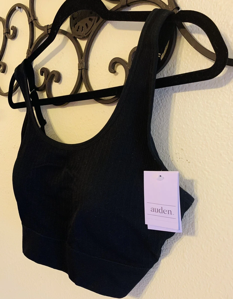 SPORTS BRA WOMENS 1X AUDEN LOUNGE LIGHTLY LINED BRALETTE BLACK NWT