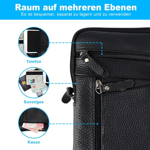 Men Leather Phone Pouch Belt Bag Shoulder Crossbody Pack Waist Waterproof Bag AU - Picture 5 of 11