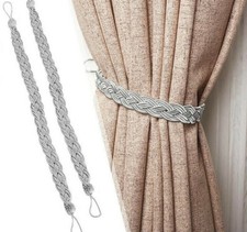 1 Pair Braided Satin Rope Curtain Tie Backs -Tiebacks Holdbacks Curtain & Voile