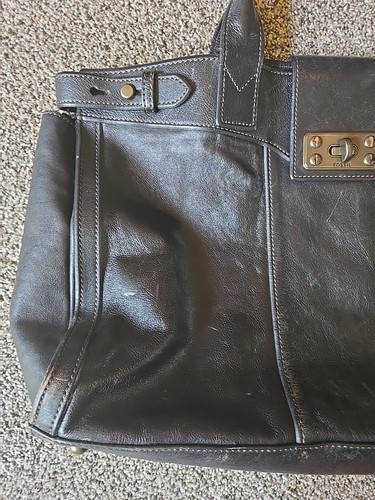 Fossil Black Leather Book Purse Laptop Bag - Picture 2 of 19
