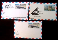 3 US Postal Cards - 36c DC3 Australia Bicentennial, 33c Chicago SUD POSTA L2213