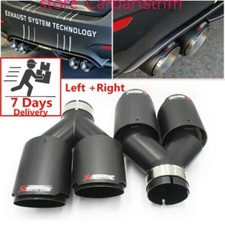 2PCS Carbon Fiber+ Stainless Car Exhaust Tip Dual Pipe ID:2.5" 63mm OD:3.5" 89mm