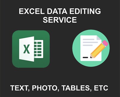 Excel Data Add, Edit, Modify Service, Text, Tables, Databases, Functions