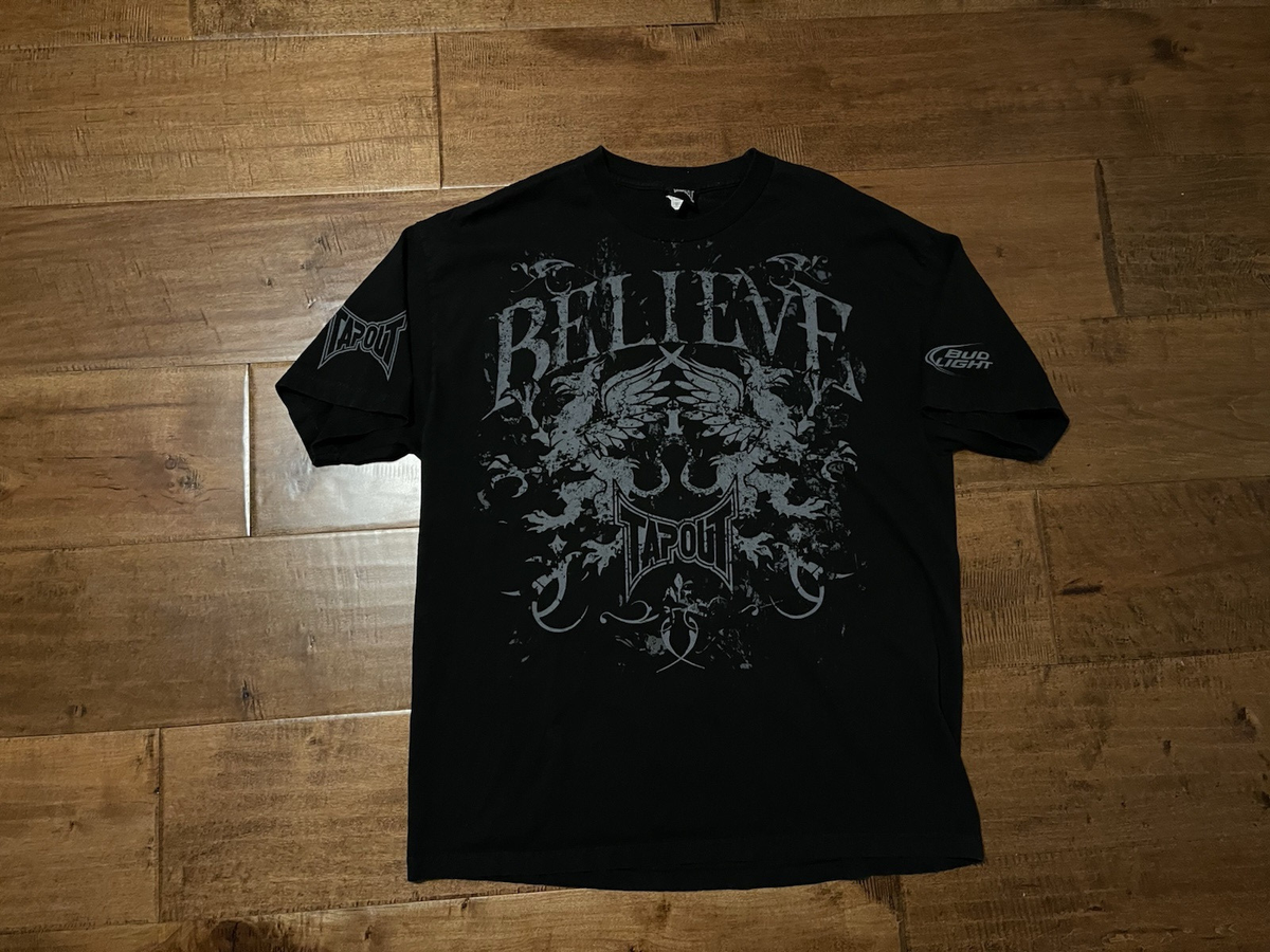 Vintage Y2K Tapout Believe Bud Light UFC MMA Dragon Black T-Shirt 