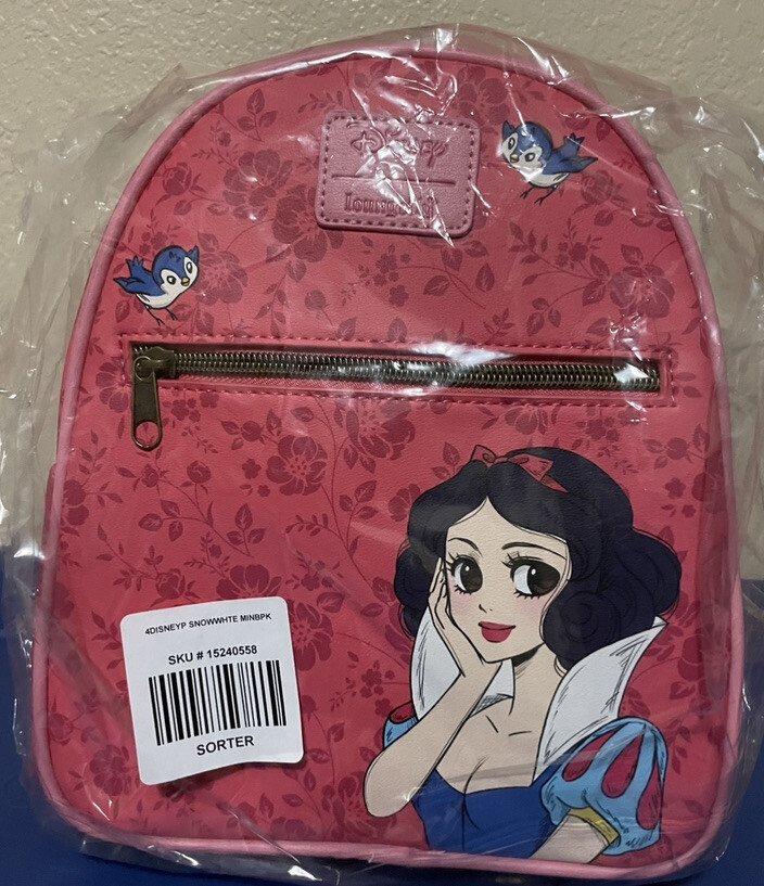 Loungefly Pink Disney Princess Backpack with Snow White Floral Motif LOUNGEFLY DISNEY PRINCESS ARIEL,AURORA,SNOW WHITE FLOWERS  main image 4