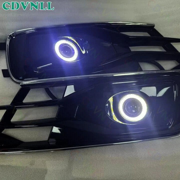 For Audi A6 C7 2016-2018 Pair LED DRL FogLight Angel Halo Eye Rings Bumper Bezel - Image 4 of 4