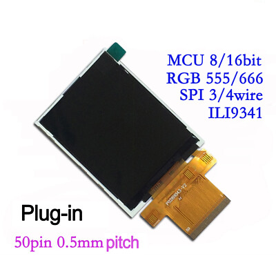 2.8'' TFT LCD Touch Screen ILI9341V 50Pin RGB P028H043 SPI 3/4wrie MCU 8/16bit