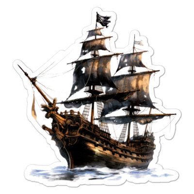 Pirate Ship Sail, Vinyl Decal Sticker, Indoor Outdoor, 3 Sizes, #9990