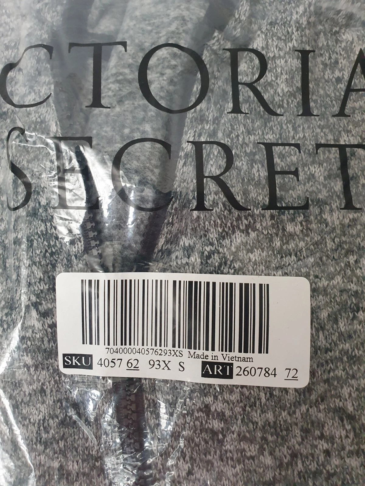 UNDERCOVER Victoria's Secret ROSA maglione alto basso full zip cappuccio grigio scuro taglia S