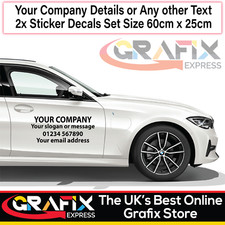 Business Car or Van Door Sticker Set Personalised Custom ANY TEXT & COLOUR decal