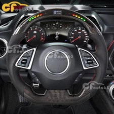 Carbon Fiber LED Perforated Steering Wheel Fit 16+ Chevrolet Camaro No Heated
