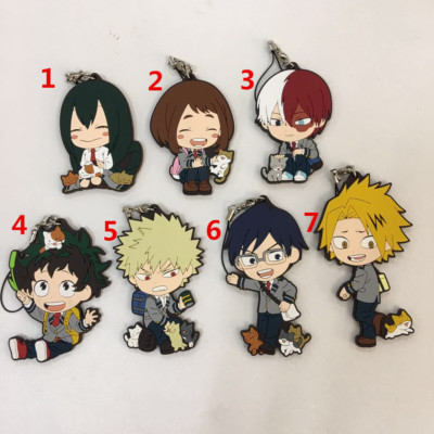 T968 Anime Boku no Hero Academia rubber Keychain Key Ring Straps Rare cosplay eB